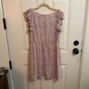 Ann Taylor Loft Lilac and White Dotted Ruffle Dress